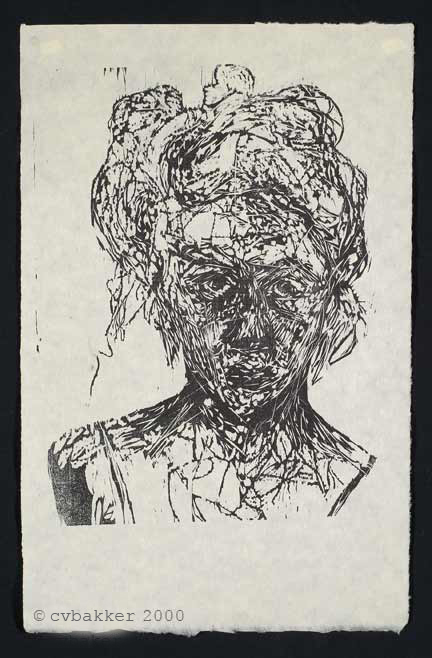 self portrait woodcut